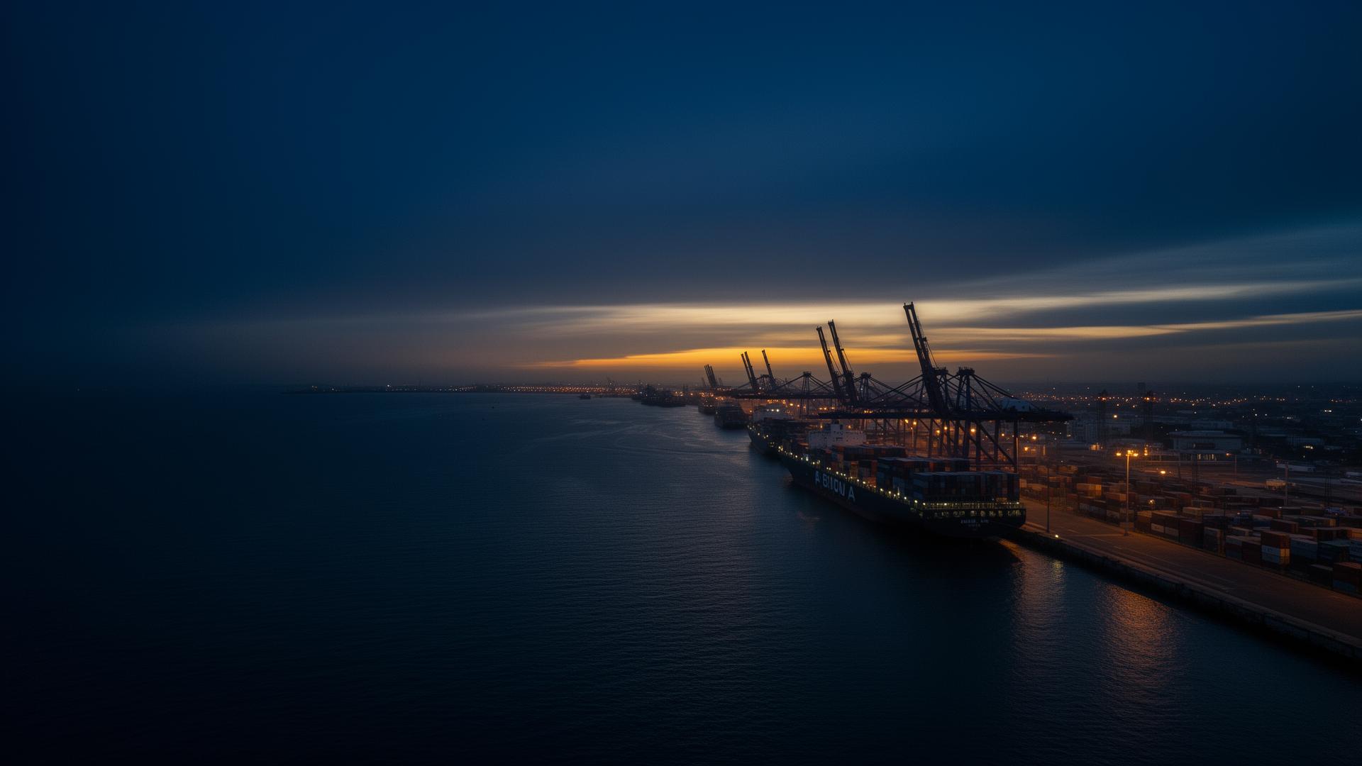 Port d'Abidjan au crépuscule